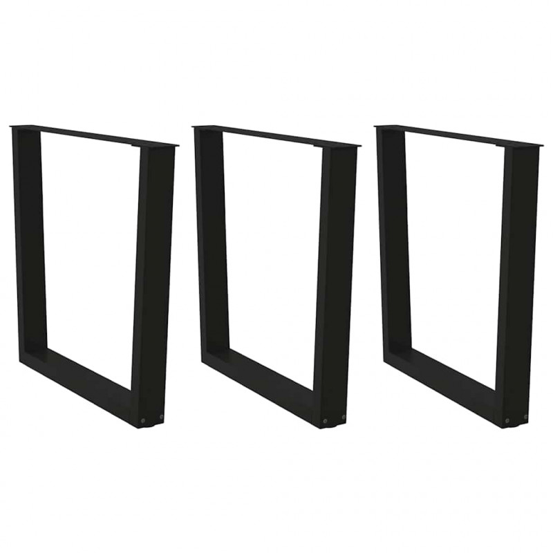 Nogi do stołu jadalnego w kształcie litery V 3 szt. Czarne 80x(72-73,3) cm Stalowe