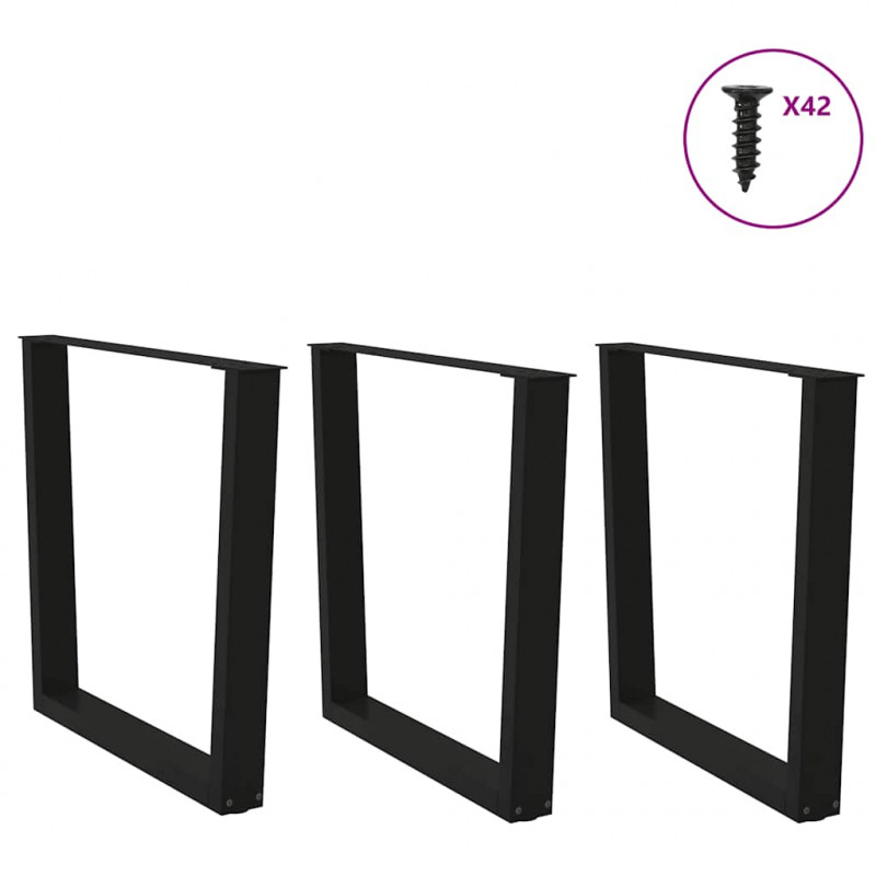 Nogi do stołu jadalnego w kształcie litery V 3 szt. Czarne 80x(72-73,3) cm Stalowe