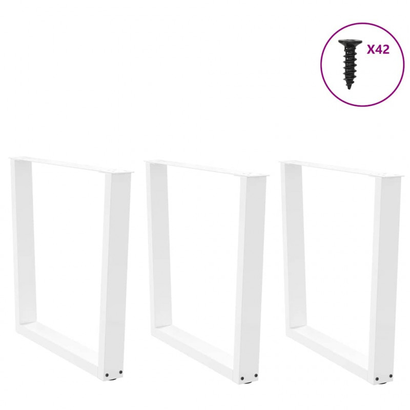 Nogi do stołu jadalnego w kształcie litery V 3 szt. Białe 80x(72-73,3) cm Stal