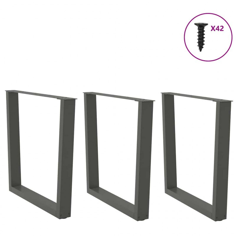 Nogi do stołu jadalnego w kształcie litery V 3 szt. Antracyt 80x(72-73,3) cm Stal