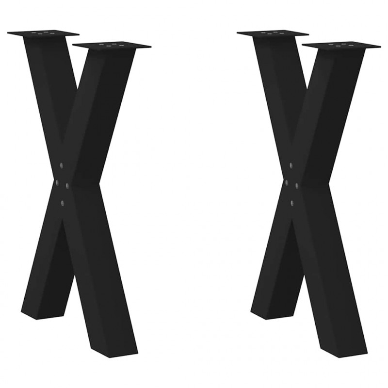 Nogi do stołu jadalnego w kształcie litery X 2 szt. Czarne 50x(72-73) cm Stal