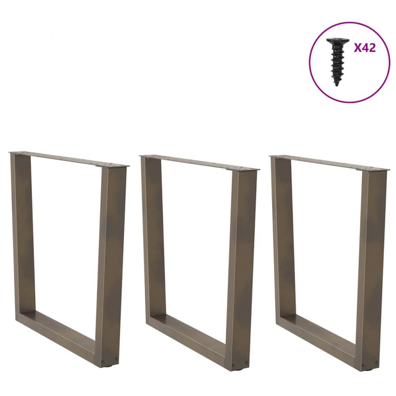 Nogi do stołu jadalnego w kształcie litery V 3 szt. Naturalna stal 80x(72-73,3) cm Stal