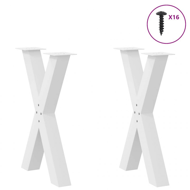 Nogi do stołu jadalnego w kształcie litery X 2 szt. Białe 50x(72-73) cm Stal