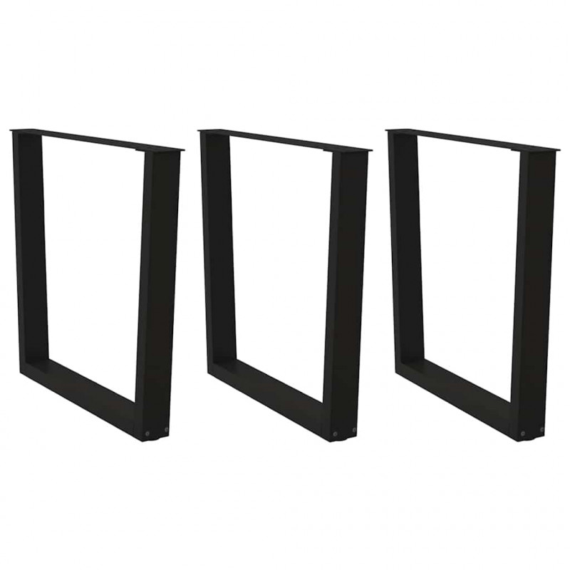 Nogi do stołu jadalnego w kształcie litery V 3 szt. Czarne 90x(72-73,3) cm Stal