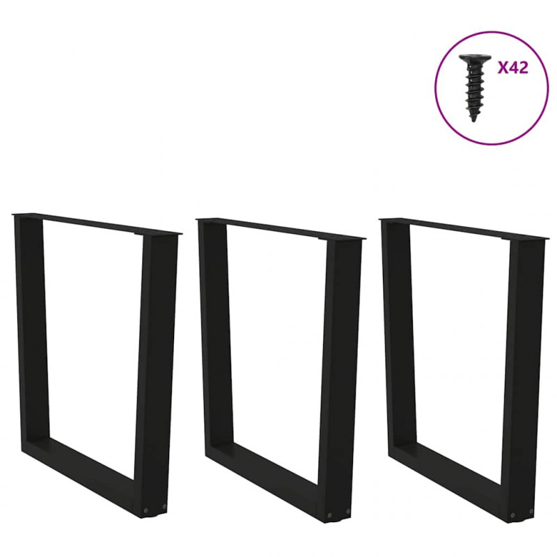 Nogi do stołu jadalnego w kształcie litery V 3 szt. Czarne 90x(72-73,3) cm Stal