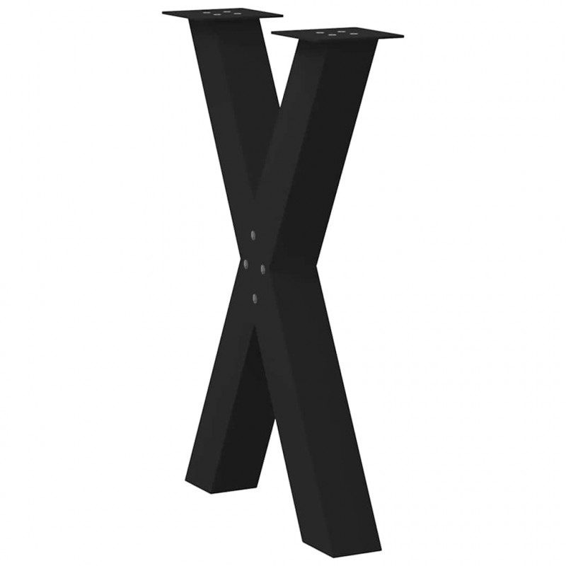 Nogi do stołu jadalnego w kształcie litery X 2 szt. Czarne 60x(72-73) cm Stal
