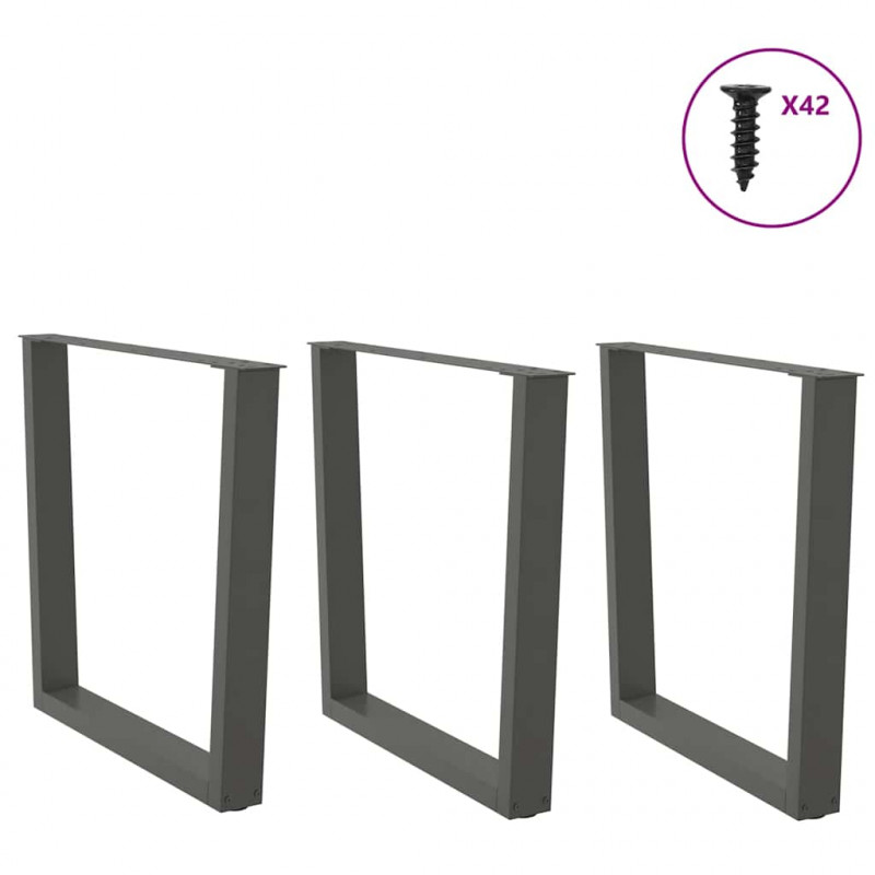 Nogi do stołu jadalnego w kształcie litery V 3 szt. Antracyt 90x(72-73,3) cm Stal