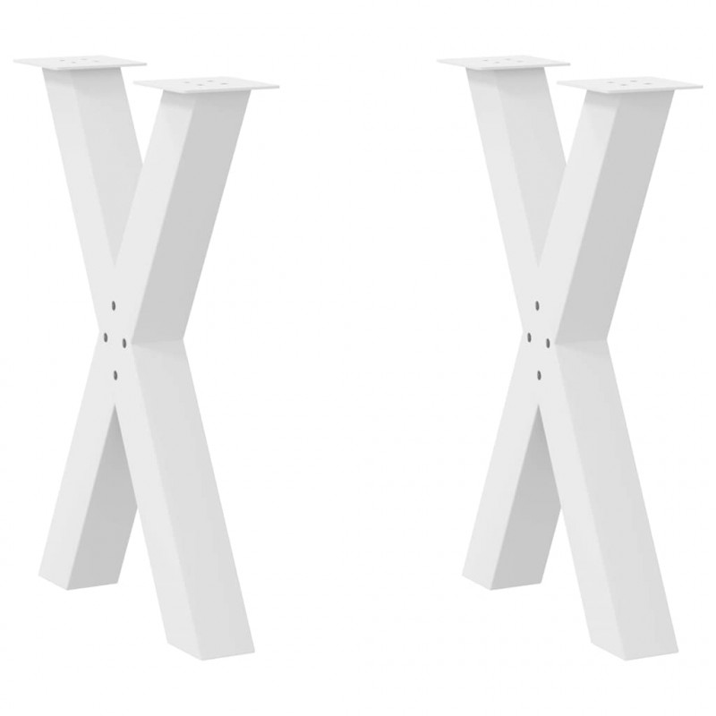 Nogi do stołu jadalnego w kształcie litery X 2 szt. Białe 60x(72-73) cm Stal
