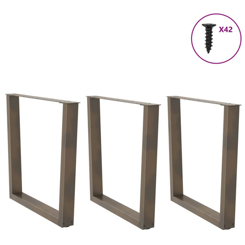 Nogi do stołu jadalnego w kształcie litery V 3 szt. Naturalna stal 90x(72-73,3) cm Stal
