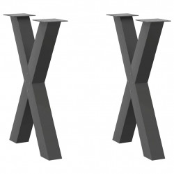 Nogi do stołu jadalnego w kształcie litery X 2 szt. Antracyt 60x(72-73) cm Stal