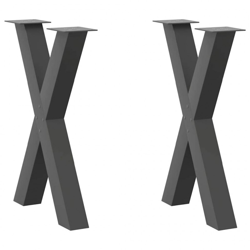 Nogi do stołu jadalnego w kształcie litery X 2 szt. Antracyt 60x(72-73) cm Stal