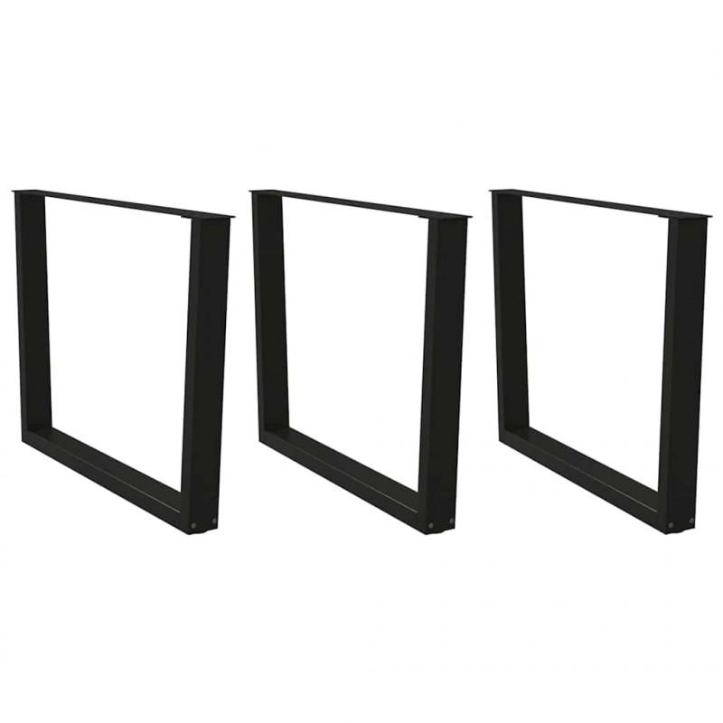 Nogi do stołu jadalnego w kształcie litery V 3 szt. Czarne 100x(72-73,3) cm Stal