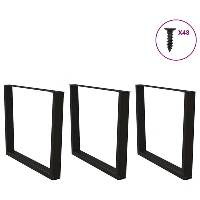 Nogi do stołu jadalnego w kształcie litery V 3 szt. Czarne 100x(72-73,3) cm Stal