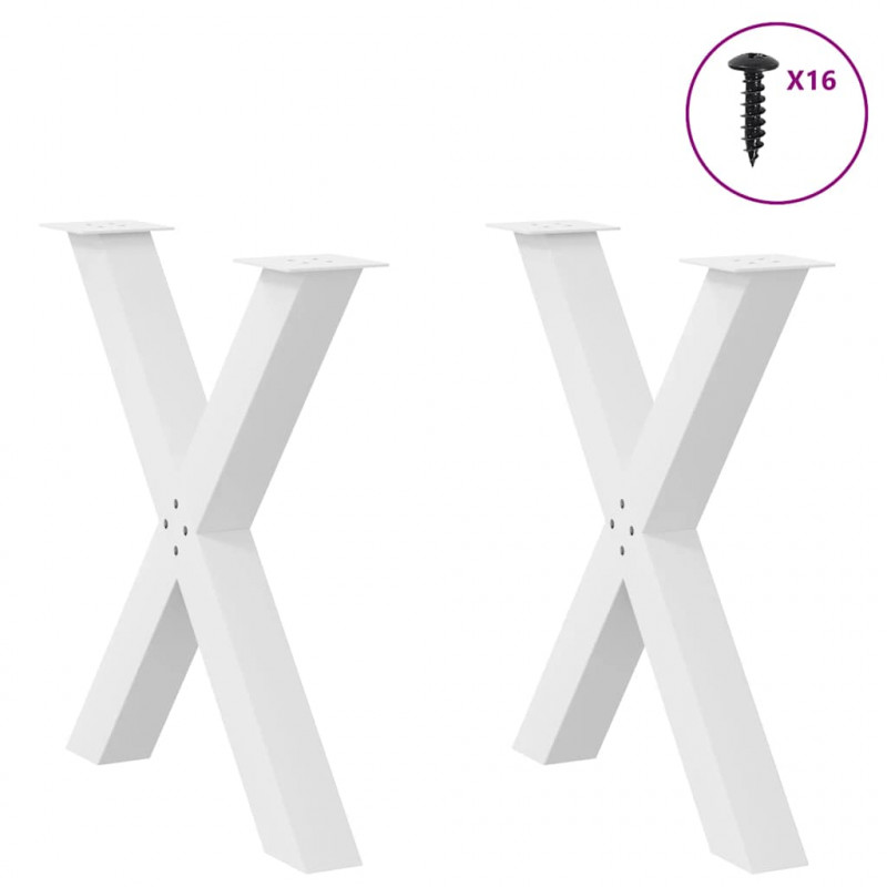 Nogi do stołu jadalnego w kształcie litery X 2 szt. Białe 70x(72-73) cm Stal