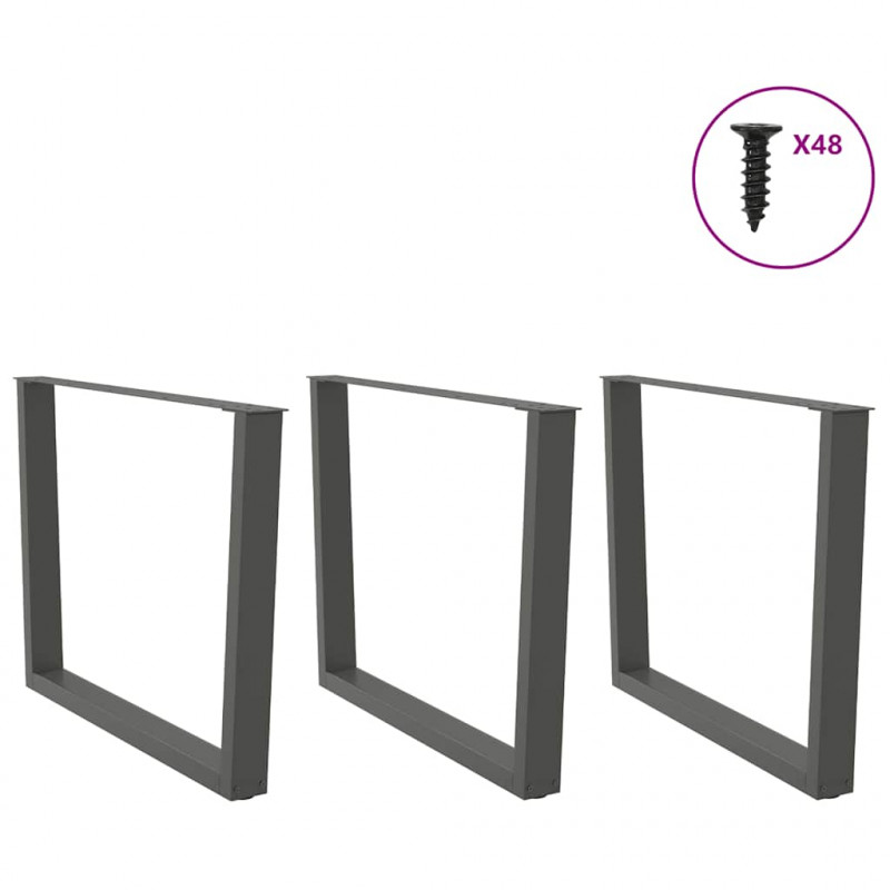 Nogi do stołu jadalnego w kształcie litery V 3 szt. Antracyt 100x(72-73,3) cm Stal