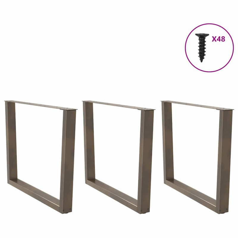 Nogi do stołu jadalnego w kształcie litery V 3 szt. Naturalna stal 100x(72-73,3) cm Stal