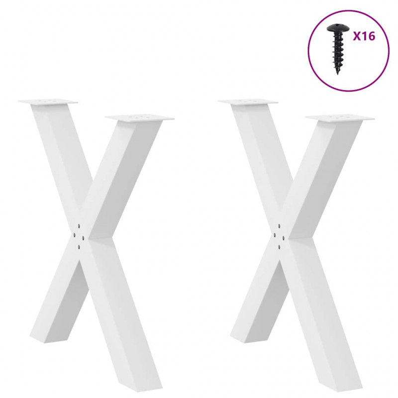 Nogi do stołu jadalnego w kształcie litery X 2 szt. Białe 80x(72-73) cm Stal