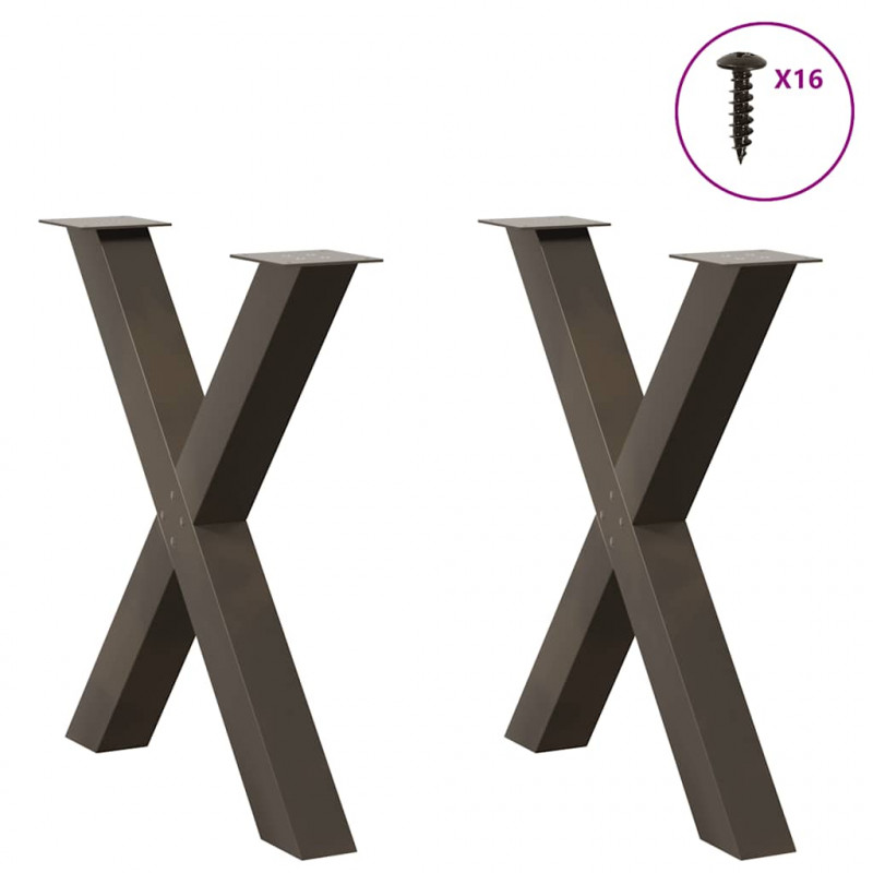 Nogi do stołu jadalnego w kształcie litery X 2 szt. Naturalna stal 80x(72-73) cm Stal