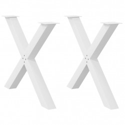 Nogi do stołu jadalnego w kształcie litery X 2 szt. Białe 90x(72-73) cm Stal
