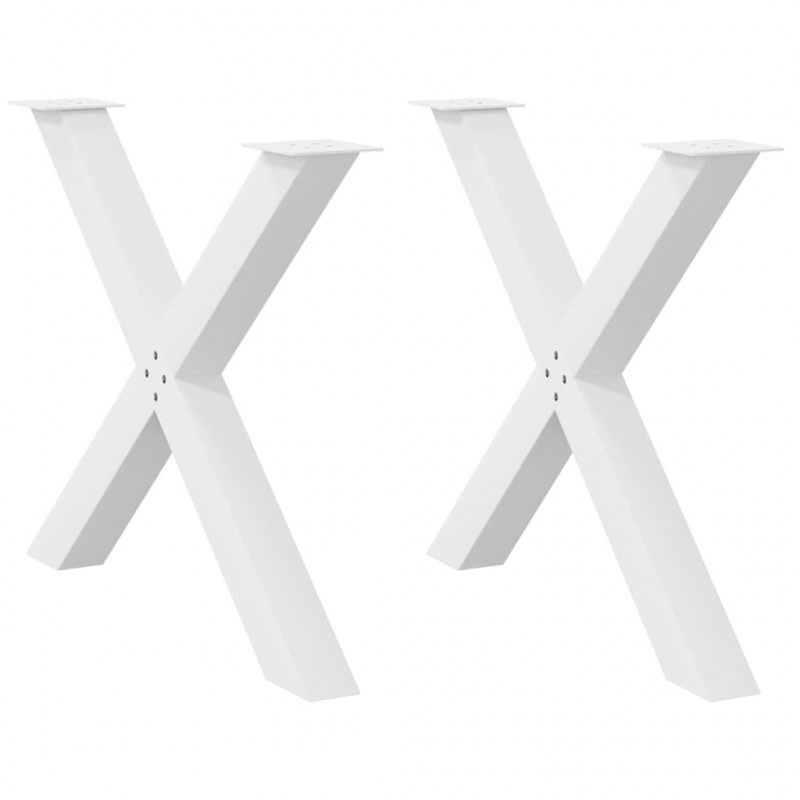 Nogi do stołu jadalnego w kształcie litery X 2 szt. Białe 90x(72-73) cm Stal