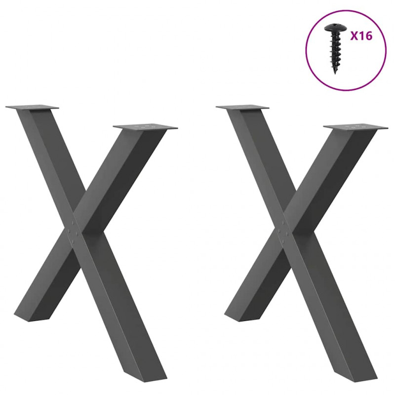 Nogi do stołu jadalnego w kształcie litery X 2 szt. Antracyt 90x(72-73) cm Stal