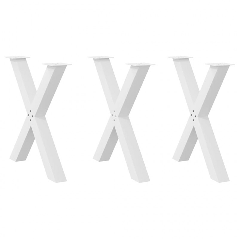 Nogi do stołu jadalnego w kształcie litery X 3 szt. Białe 70x(72-73) cm Stal