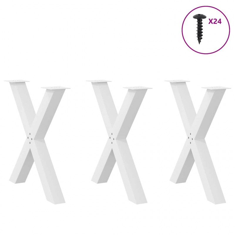 Nogi do stołu jadalnego w kształcie litery X 3 szt. Białe 70x(72-73) cm Stal