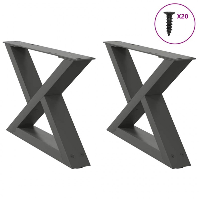 Nogi do stolika kawowego 2 szt. Antracyt 50x(30-31,3) cm Stal