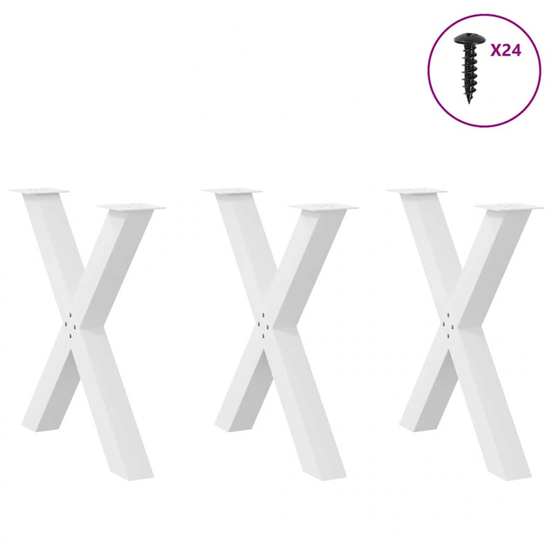 Nogi do stołu jadalnego w kształcie litery X 3 szt. Białe 80x(72-73) cm Stal