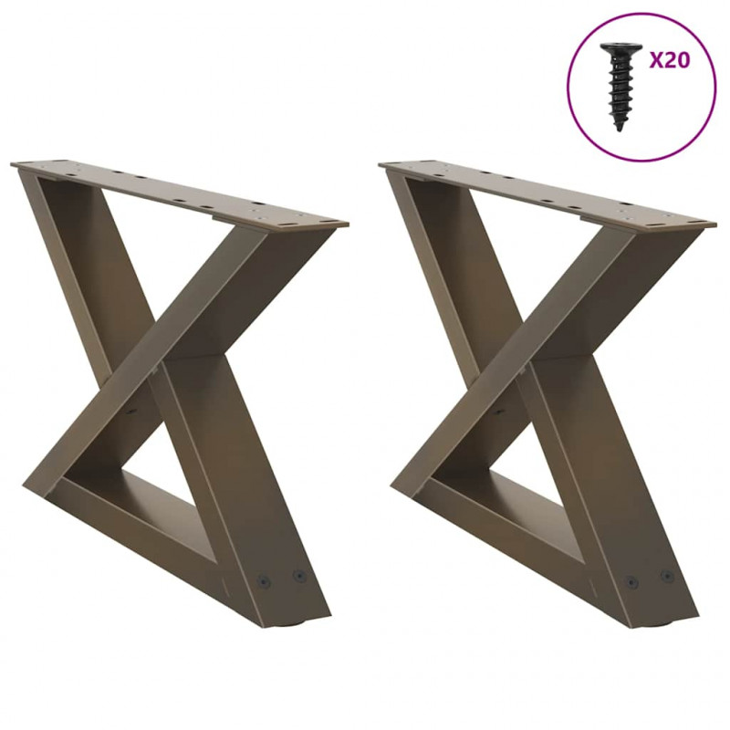 Nogi do stolika kawowego 2 szt. Naturalna stal 60x(30-31,3) cm Stal