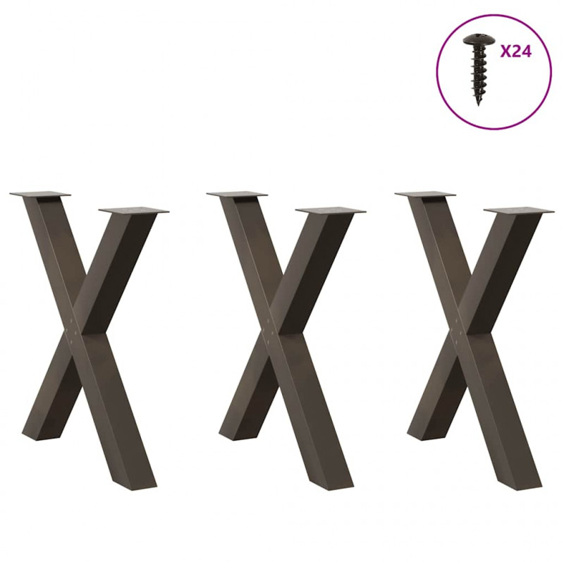 Nogi do stołu jadalnego w kształcie litery X 3 szt. Naturalna stal 80x(72-73) cm Stal