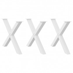 Nogi do stołu jadalnego w kształcie litery X 3 szt. Białe 90x(72-73) cm Stal