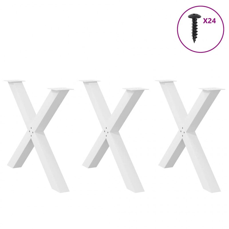 Nogi do stołu jadalnego w kształcie litery X 3 szt. Białe 90x(72-73) cm Stal