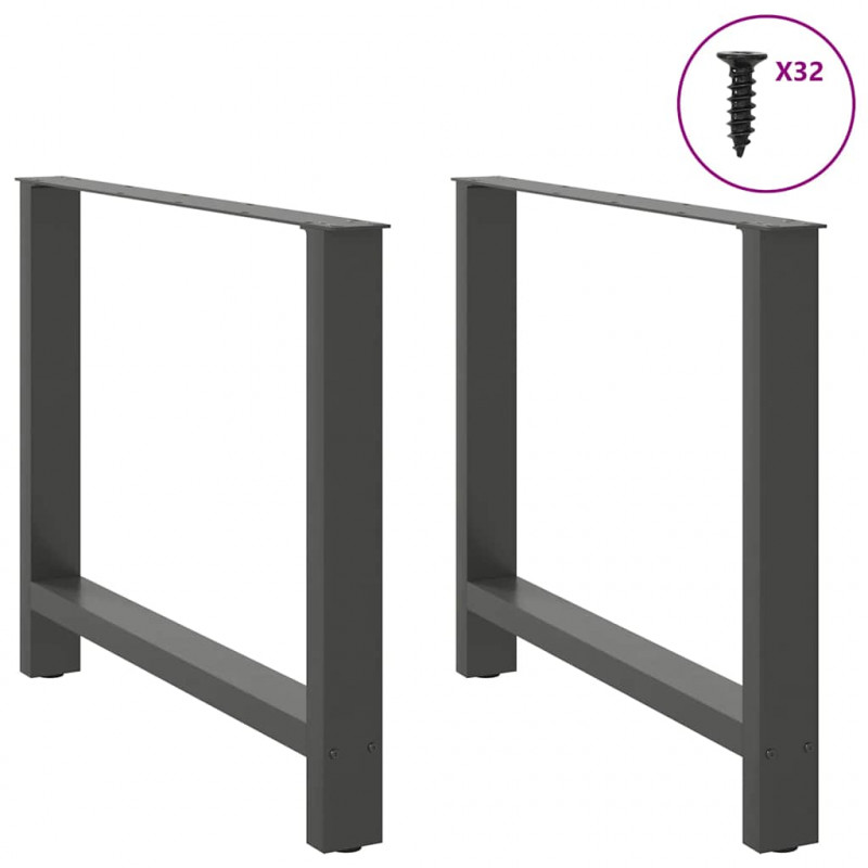 Nogi do stołu jadalnego Antracyt 2 szt. 100x(72-73) cm Stal