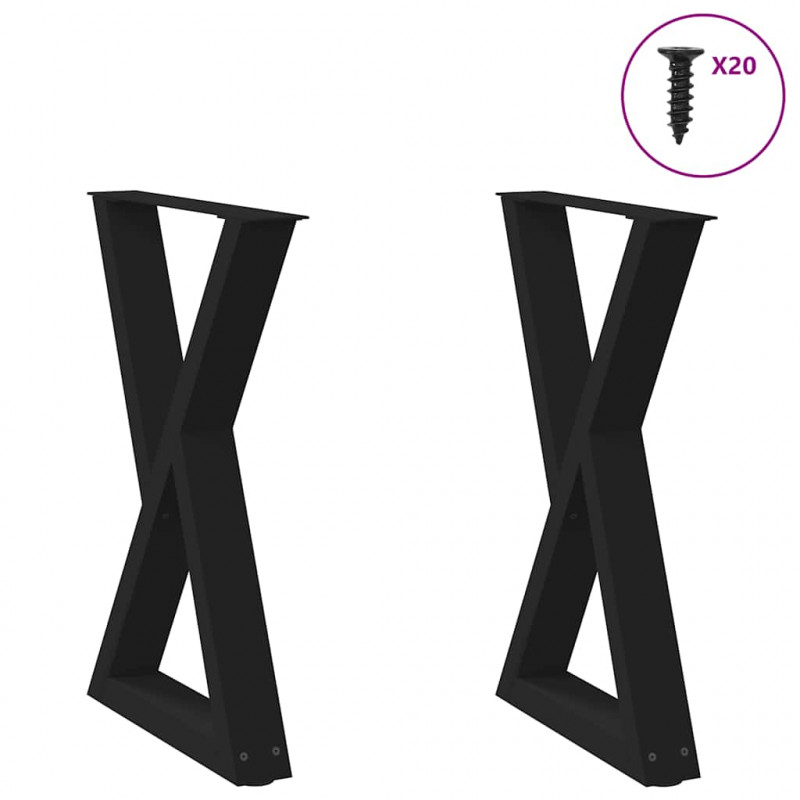 Nogi do stołu jadalnego 2 szt. Czarne 60x(72-73,3) cm Stal