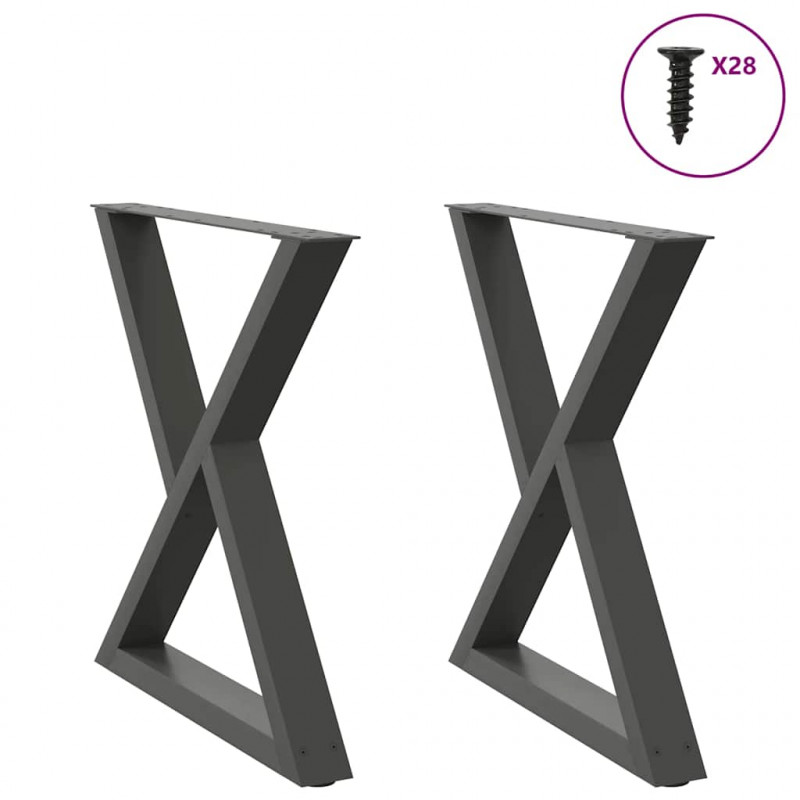 Nogi do stołu jadalnego 2 szt. Antracyt 70x(72-73,3) cm Stal