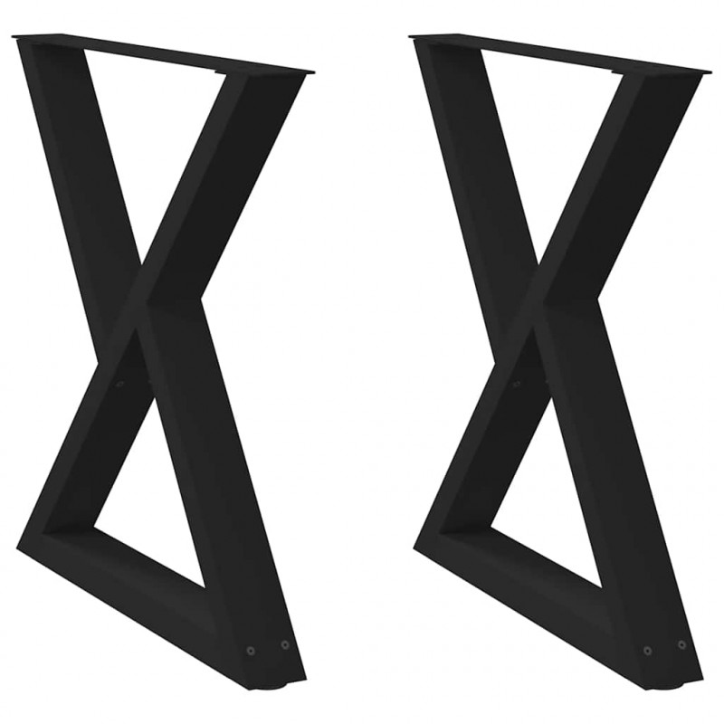 Nogi do stołu jadalnego 2 szt. Czarne 80x(72-73,3) cm Stal