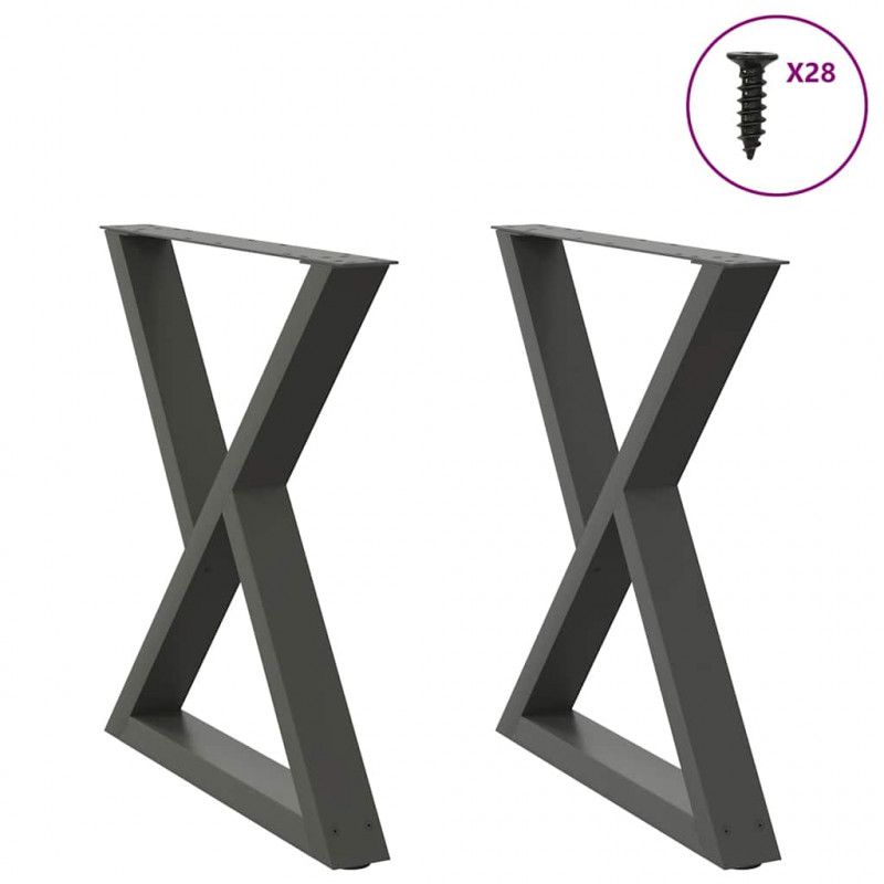 Nogi do stołu jadalnego 2 szt. Antracyt 80x(72-73,3) cm Stal