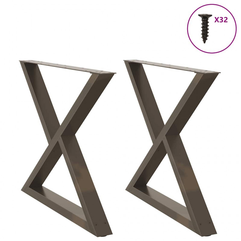 Nogi do stołu jadalnego 2 szt. Naturalna stal 90x(72-73,3) cm Stal