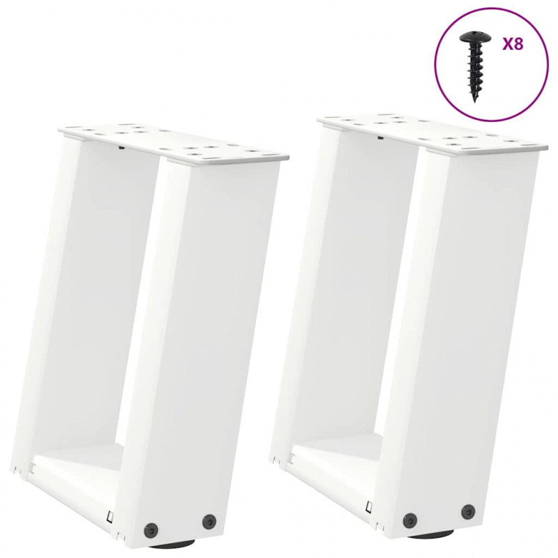 Nogi do stolika kawowego w kształcie litery U 2 szt. Białe 30x(30-31) cm Stal