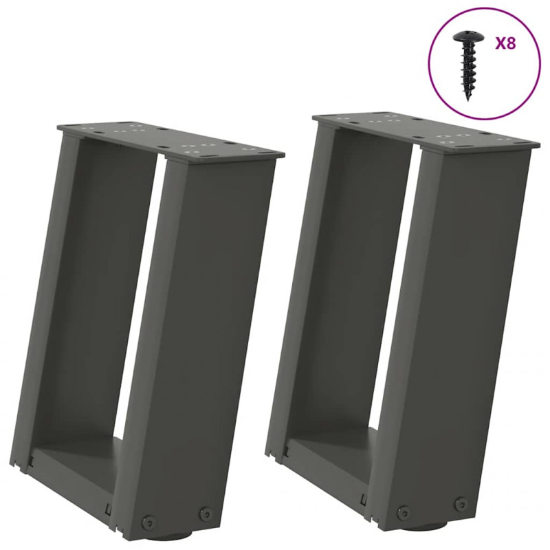 Nogi do stolika kawowego w kształcie litery U 2 szt. Antracyt 30x(30-31) cm Stal