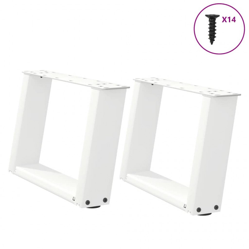 Nogi do stolika kawowego w kształcie litery U 2 szt. Białe 40x(30-31) cm Stal