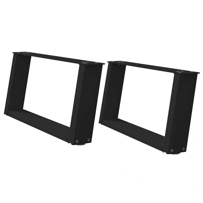 Nogi do stolika kawowego w kształcie litery U 2 szt. Czarne 60x(30-31) cm Stal