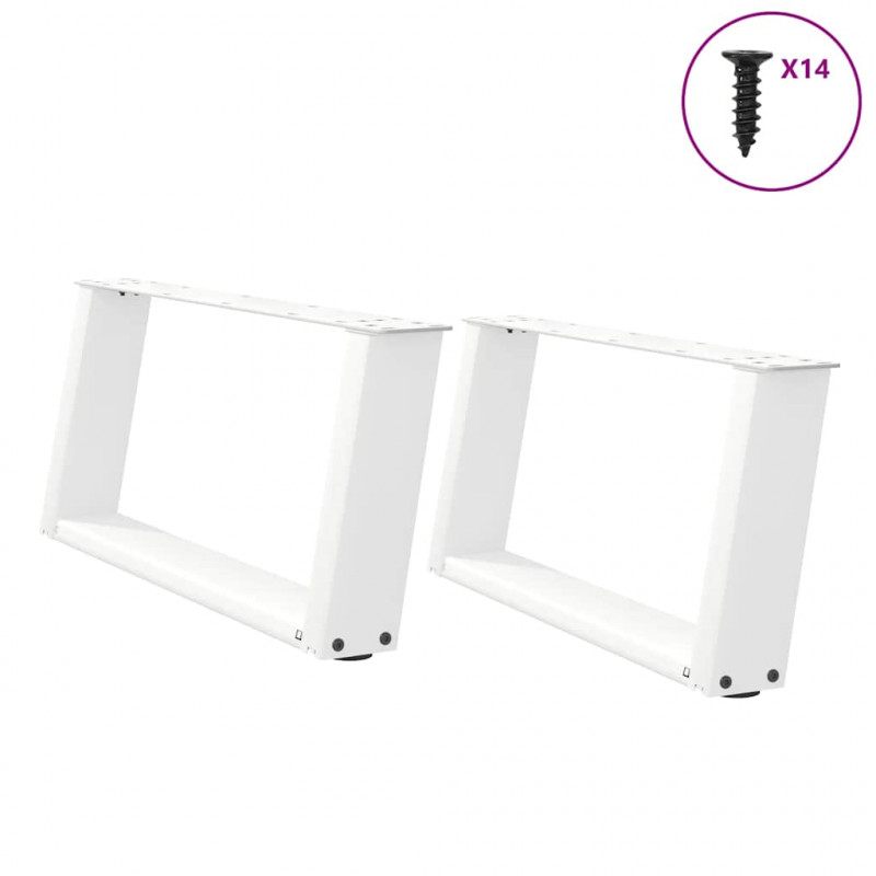 Nogi do stolika kawowego w kształcie litery U 2 szt. Białe 60x(30-31) cm Stal