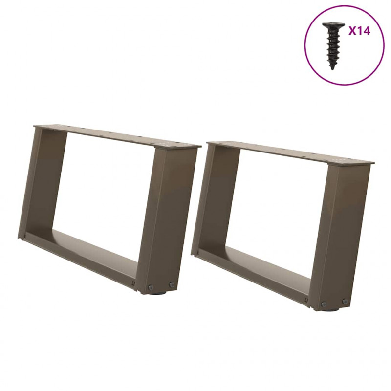 Nogi do stolika kawowego w kształcie litery U 2 szt. Naturalna stal 60x(30-31) cm Stal
