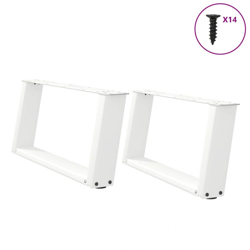 Nogi do stolika kawowego w kształcie litery U 2 szt. Białe 70x(30-31) cm Stal