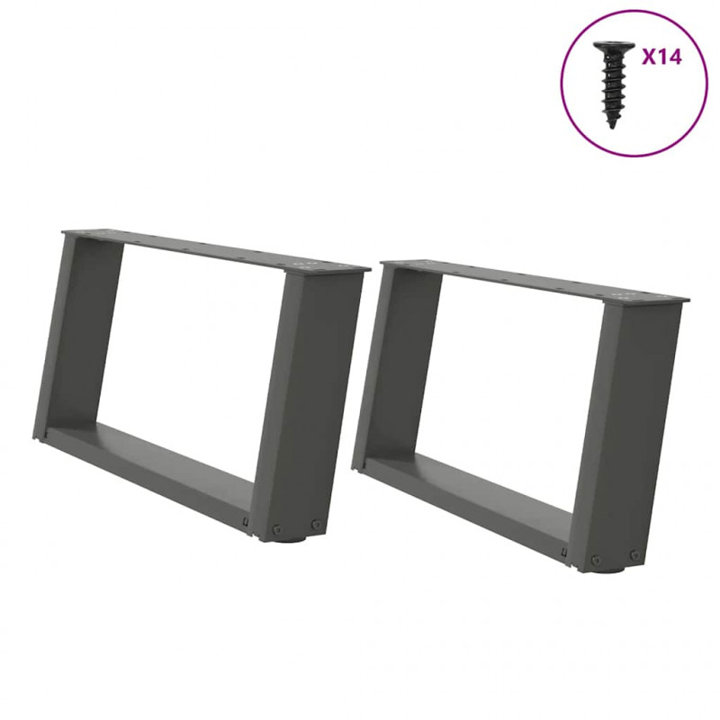 Nogi do stolika kawowego w kształcie litery U 2 szt. Antracyt 70x(30-31) cm Stal