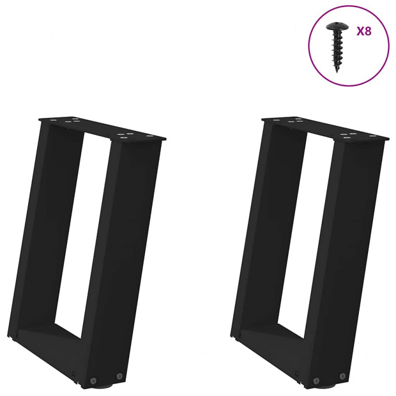 Nogi do stolika kawowego w kształcie litery U 2 szt. Czarne 28x(42-43) cm Stal