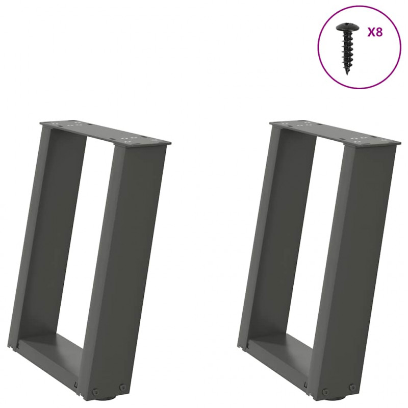 Nogi do stolika kawowego w kształcie litery U 2 szt. Antracyt 28x(42-43) cm Stal