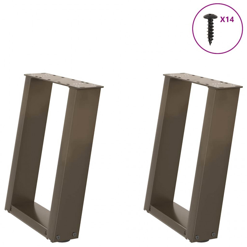 Nogi do stolika kawowego w kształcie litery U 2 szt. Naturalna stal 38x(42-43) cm Stal